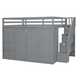 Loft Bed With Built In Wardrobes, Cabinets And Drawers