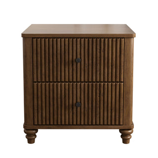 Fluted Nightstand With 3 Drawers