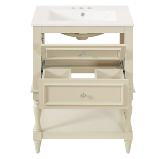Bathroom Vanity With Sink, 2 Drawers Storage Cabinet, Open Shelf