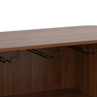 Fluted Liquor & Coffee Bar Cabinet With 6 Wine Racks And 3 Glass Holders