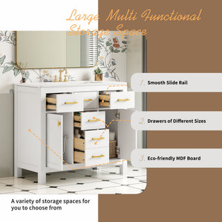 Bathroom Vanity With Sink, Cabinet With 4 Drawers & 2 Soft Close Doors, Rectangular Storage Unit For Bathroom