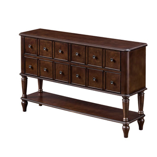 Console Table, Entryway Sofa Table With 4 Storage Drawers And Open Shelf - Espresso
