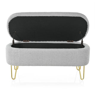 Upholstered Oval Storage Bench For Living Room