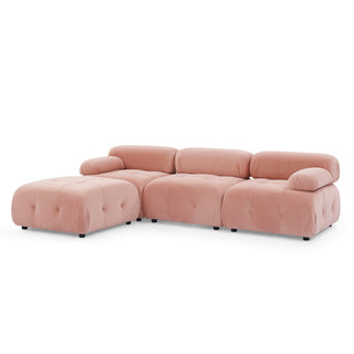 Modular Sectional Sofa, Button Tufted Design With Diy L-Shaped Layout, Reversible Ottoman
