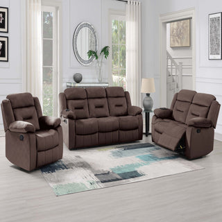 Modern Recliner Sofa With Pillow Arms, Plush Backrest, Horizontal Tufting, USB Charging Port