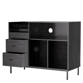 Grain Record Player Stand, Media Console With Speaker Shelf & 2 Drawers