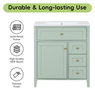 Bathroom Vanity With Sink, 3 Drawers And Adjustable Shelf