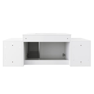 Wall Mounted Bathroom Vanity With Sink, Cabinet & Half Door