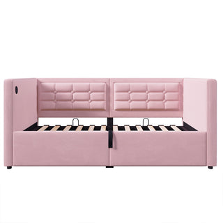Upholstered Daybed With Hydraulic Storage And USB / Type - C Charging