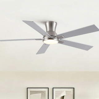Low Profile Flush Mount Intergrated LED Ceiling Fan With Light And Reversible Quiet Motor