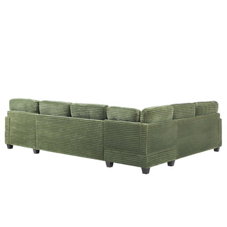 Upholstered U-Shaped Sectional Sofa With Movable Ottoman And Side Storage Pockets