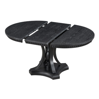 5 Piece Dining Set Extendable Round Table And 4 Chairs - Black / Oak