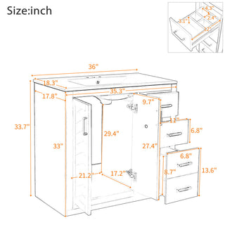 Bathroom Vanity With Sink Combo, Storage Cabinet, Freestanding Set With 3 Drawers & Soft Closing Doors