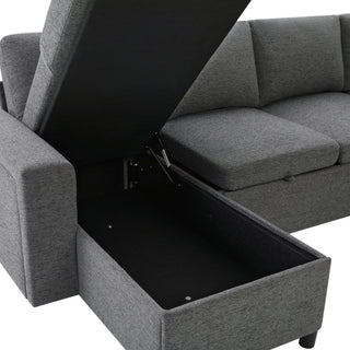 U - Shaped Convertible Sectional Sofa Bed With Storage, USB Charger & Cup Holders