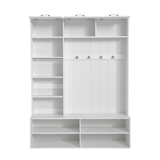 Farmhouse Hall Tree & Bench And Shoe Storage