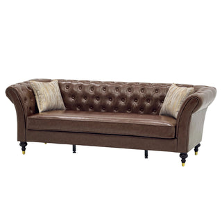 Chesterfield Sofa, 3 Seat Couch With Deep Button Tufted Back, Rolled Arms