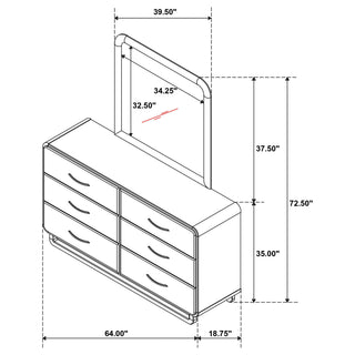 Bernardo - 6 Drawer Dresser And Mirror With Rounded Corners - Nutmeg Brown