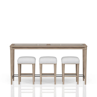 Glass Console Table With 3 Stools - Frosted