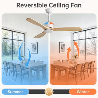 42" Ceiling Fan With No Light, Reversible DC Motor, 2 Downrods (12.5Cm / 25Cm) For Bedroom & Living Room - White