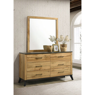 Georgina - 6 Drawer Dresser With Mirror - Natural Wood