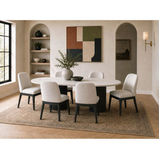 Sylvie - 7 Piece Standard Height Dining Set (Oval Table And Six Chairs) - Black With Grain