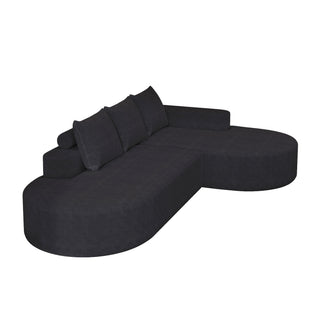 Modern Curved Sofa, L-Shaped Modular Sectional Set With 3 Pillows