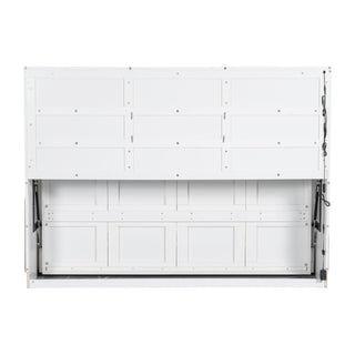 Murphy Cabinet Bed With Folding Sofa, Built In Storage Shelves And LED Light
