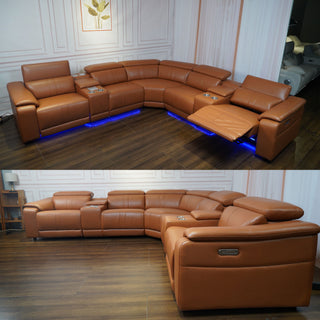 L - Shaped Recliner Sectional Sofa With Bluetooth Speakers, Wireless Charging, LED Lights