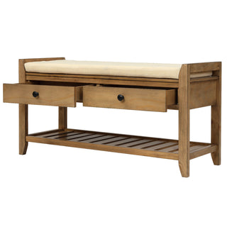 Multipurpose Entryway Shoe Rack With Cushioned Seat And Drawers
