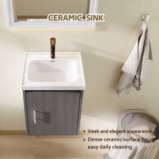 Floating Bathroom Vanity Combo, Wall Mounted Cabinet With Sink & Soft Close Doors For Small Bathrooms