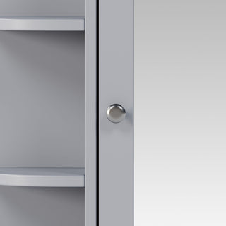 Bathroom Wall Storage Cabinet With Mirror And Adjustable Shelf, 6 Open Shelves