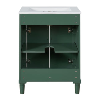 Bathroom Vanity With Integrated Sink, 2 Door Cabinet, Single Sink For Small To Medium Bathrooms