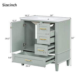 Bathroom Vanity, Modern Bathroom Cabinet With Sink Combo Set, Bathroom Storage Cabinet With A Soft Closing Door And 3 Drawers, Solid Wood Frame