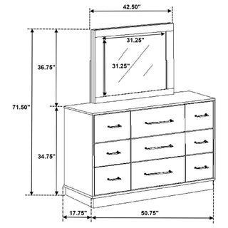 Edmondson - 9 Drawer Dresser With Mirror - Natural / Gray