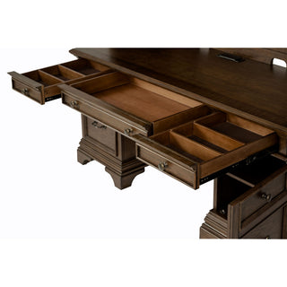 Stigham - 5 Drawer Credenza With Hutch - Oak