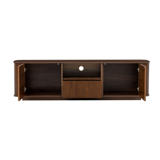 70" TV Stand With Ample Storage, Curved Corners - Dark Brown
