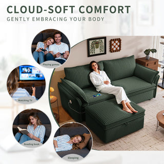 2 In 1 Convertible Sofa Bed, Multi Functional Living Room Furniture
