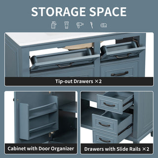 Modern Bathroom Vanity With Sink Top, Flip Drawers, Adjustable Shelf