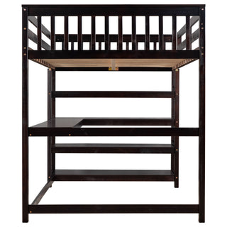Loft Bed With Storage Shelves And Under Bed Desk