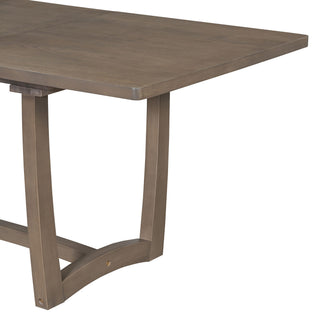 Rectangular Extendable Dining Table Set With 6 Upholstered Chairs