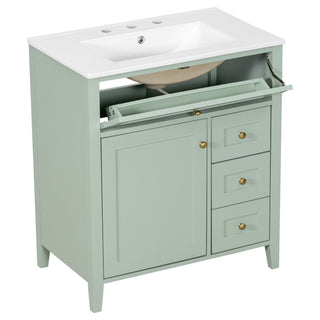 Bathroom Vanity With Sink, 3 Drawers And Adjustable Shelf