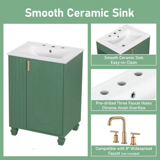 Classic Retro Bathroom Vanity With Sink, Door Shelf, Side Open Storage Frame