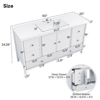 Bathroom Vanity With Separate Sink, Soft Close Doors And 4 Drawers