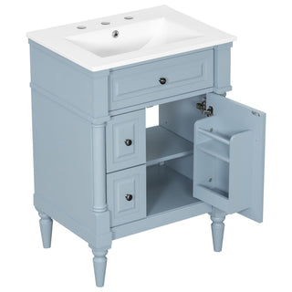 Freestanding Bathroom Vanity With Sink, Adjustable Shelf & Flip Drawer