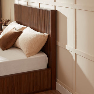 Wave Pattern Headboard Platform Bed Frame