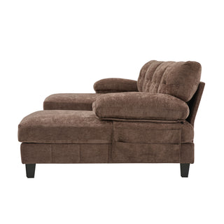 U-Shaped Sectional Sofa 103.5" Fabric Couch With Dual Chaise Lounges, Storage Pockets, Armrest Pillows