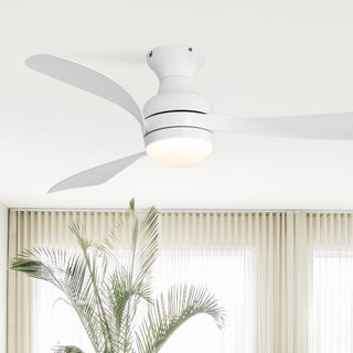 52" Low Profile Ceiling Fan With Lights, Quiet Reversible DC Motor, Dimmable LED, 3 Blades - White