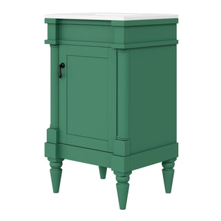 Bathroom Vanity With Sink, Compact Storage Cabinet With Door, Adjustable Shelf, Rectangular Style - Green