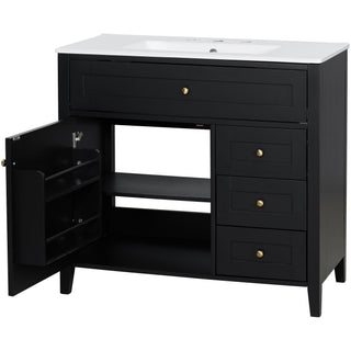 Bathroom Vanity With Sink, Cabinet With 3 Drawers And Adjustable Shelf