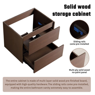Bathroom Vanity With Basin Wall Hang Storage - Brown / Brown / White